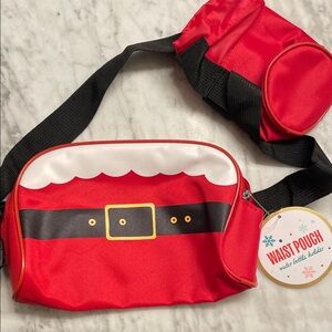 Festive Red Santa Waist Pouch for shopping